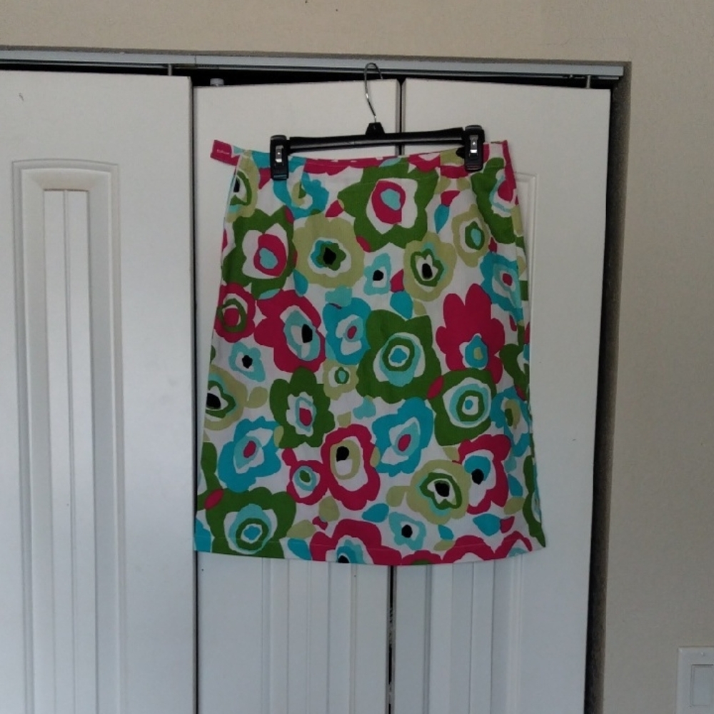 Susan Bristol Floral Pencil Skirt - Pink, Green, Blue